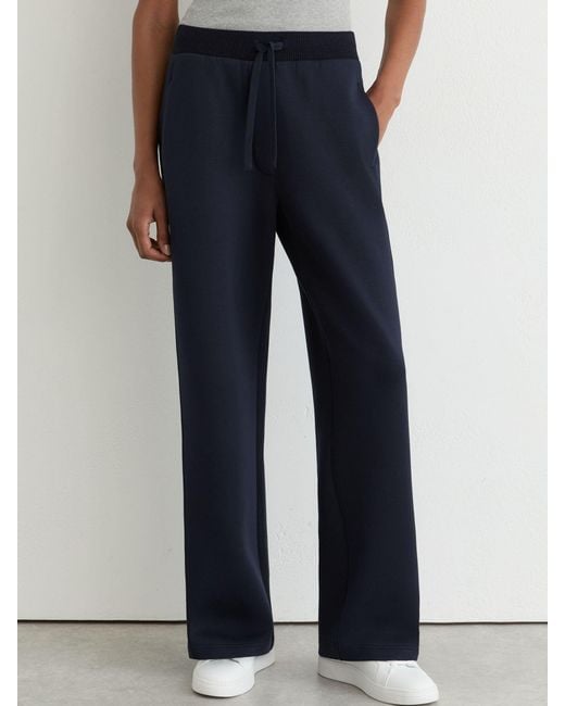 Reiss Blue Premium Interlock Wide-Leg Joggers
