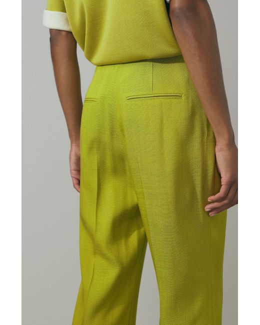 ATELIER Green Italian Textured Slim Flared Suit Trousers
