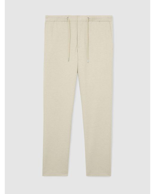 Reiss Natural Tailored Fit Textured Jersey Drawstring Suit Trousers for men