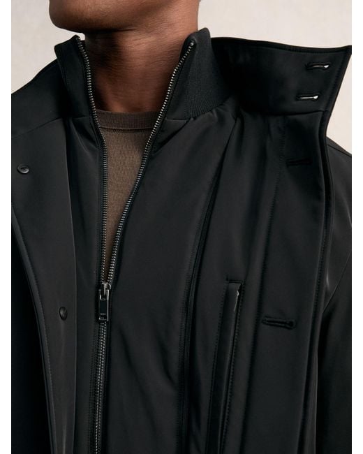 Reiss Black Hybrid Removable-Gilet Overcoat for men