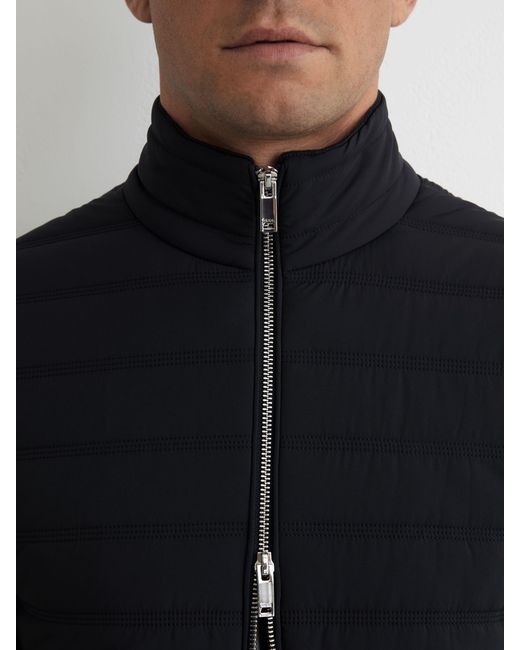 Reiss Blue Newford - Navy Funnel-neck Quilted Knit Gilet, L for men