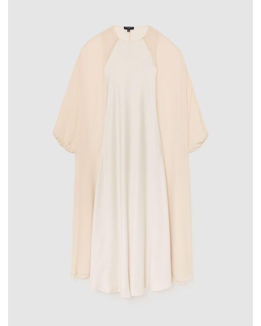 ATELIER Natural Satin Cape Maxi Dress