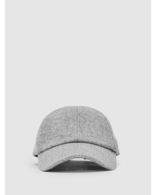 Reiss Gray Sable - Soft Grey Wool-blend Baseball Cap, One for men