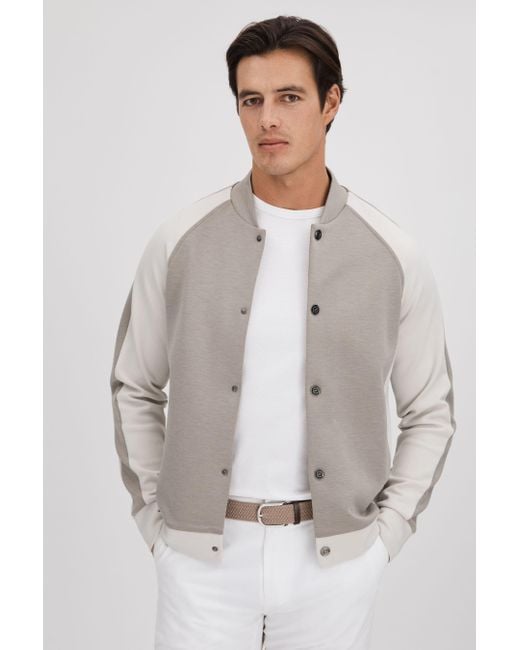 Reiss Gray Pelham Long Sleeve Colour Block Jacket for men