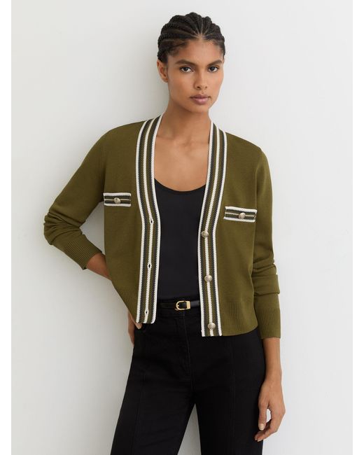 Reiss White Tipped Button-Through Cardigan