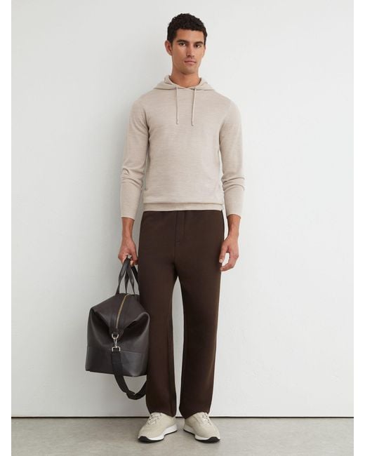 Reiss Natural Holland - Stone Mouline Merino Wool Drawstring Hoodie, Xxl for men