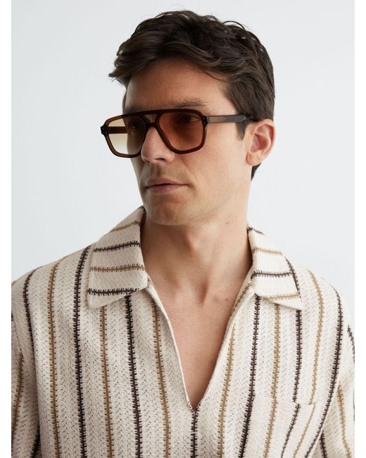 Reiss Multicolor Crochet Stripe Overhead Shirt for men