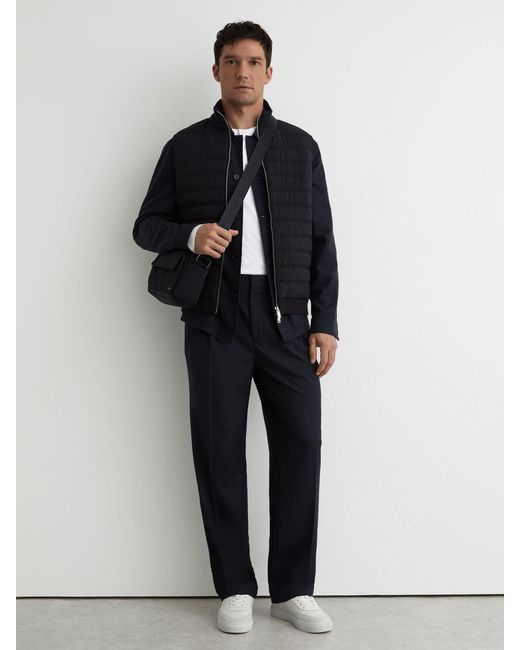 Reiss Blue Newford - Navy Funnel-neck Quilted Knit Gilet, L for men