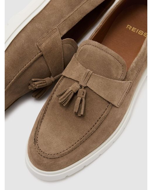 Reiss Multicolor Jimmy - Dark Taupe Brown Suede Tassel Loafers, Us 12 (uk 11) for men