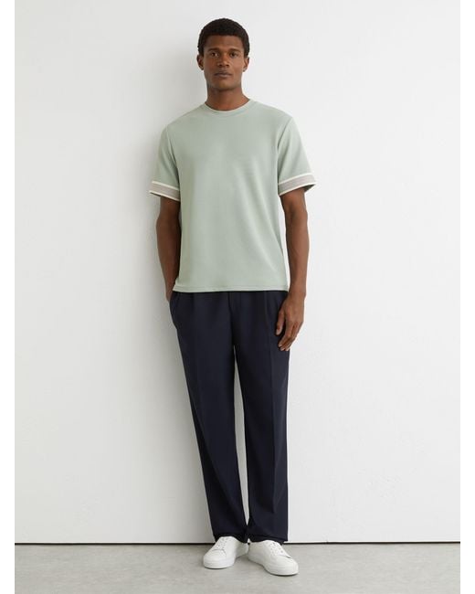 Reiss White Aries - Mint Green Textured Tape-cuff Modern-fit T-shirt, M for men