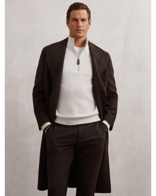 Reiss Gray Half-Zip Chevron-Knit Jumper With Wool for men