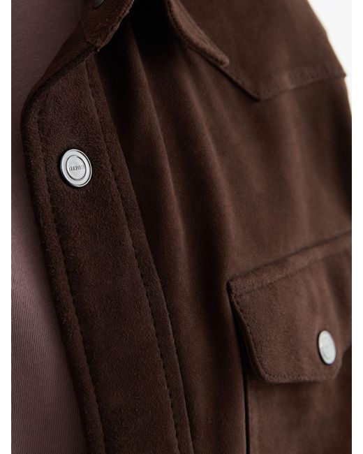 Reiss Finsbury - Chocolate Brown Suede Twin-pocket Trucker Jacket, Xs for men