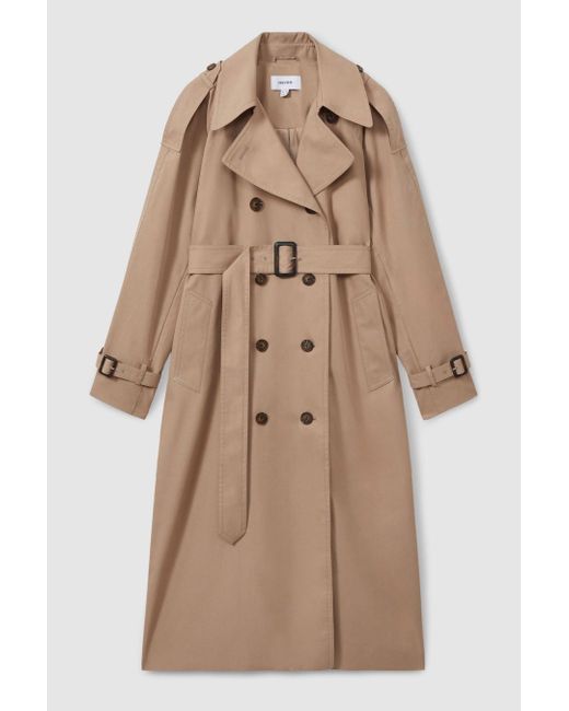 Reiss Natural Jenna Trench Coat Cotton Plain