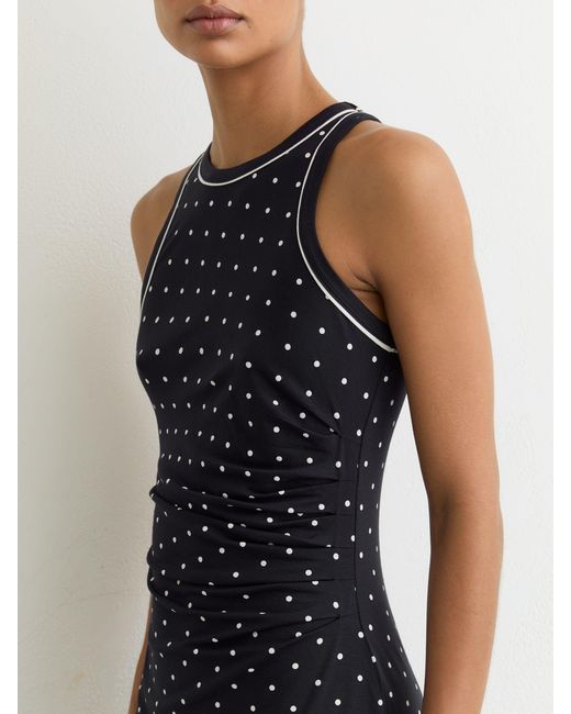 Reiss White Jersey Polka-Dot Racer Midi Dress