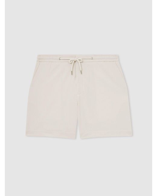Reiss Natural Newmark - Stone Textured Drawstring Shorts, 28 for men