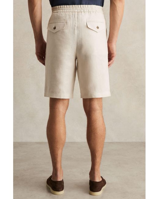 Reiss Blue Linen Drawstring Shorts for men