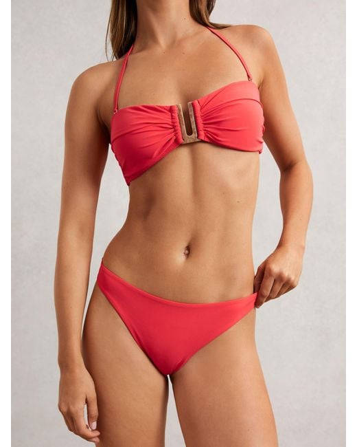 Reiss Red High Cut Bikini Bottoms