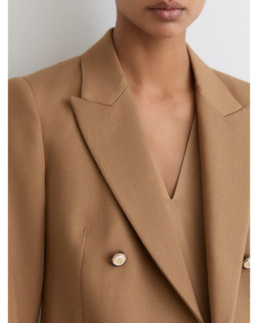 Reiss White Wool-Blend Double-Breasted Blazer