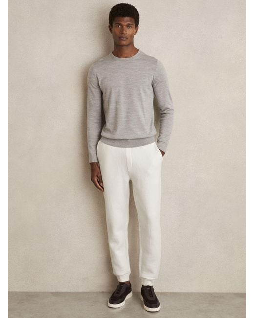 Reiss Natural Cotton-Blend Ribbed Drawstring Joggers for men