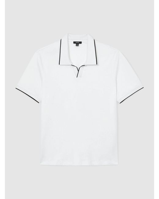 Reiss White Air-Water Cotton Tipped Polo Shirt for men