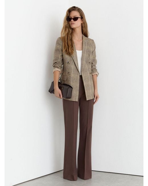 Reiss White Petite Linen Double-Breasted Blazer