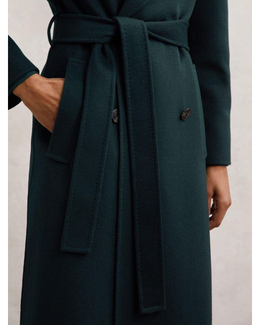Reiss Blue Rene - Green Double-breasted Blindseam Coat Wool-blend, Us 2