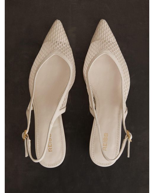 Reiss Natural Mesh Slingback Heels