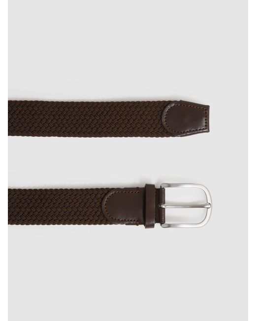 Reiss Brown Basket-Weave Belt for men