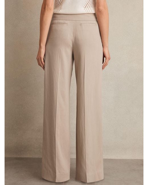 Reiss Natural Petite Lyocell-Linen Wide-Leg Trousers