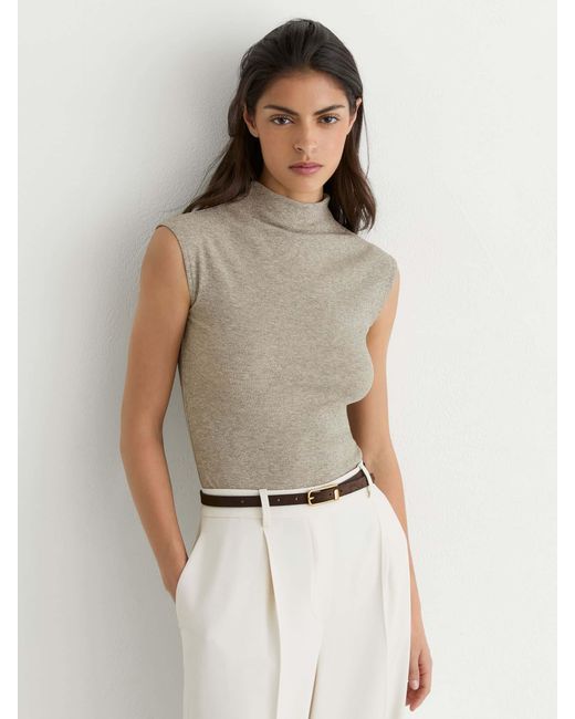 Reiss White Metallic High-Neck Vest