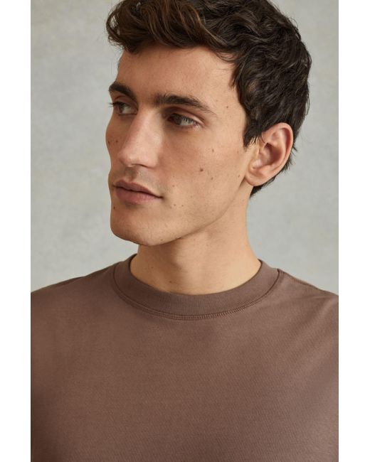 Reiss Brown Tate - Deep Taupe Oversized Garment Dye T-shirt for men