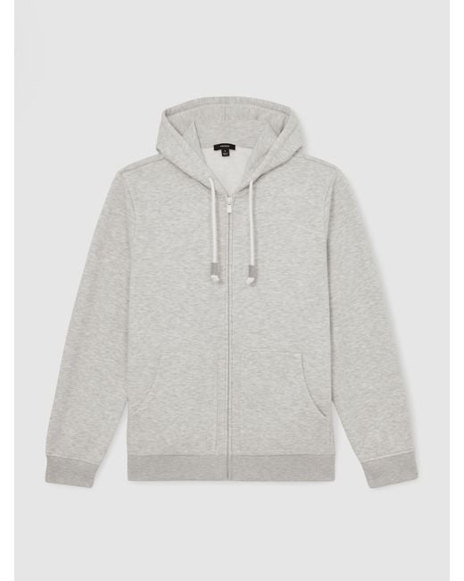 Reiss Natural Cotton-Blend Zip-Through Hoodie for men