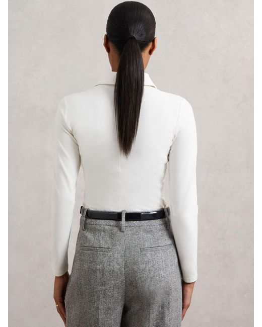 Reiss Gray Stretch-Cotton Open-Collar Shirt