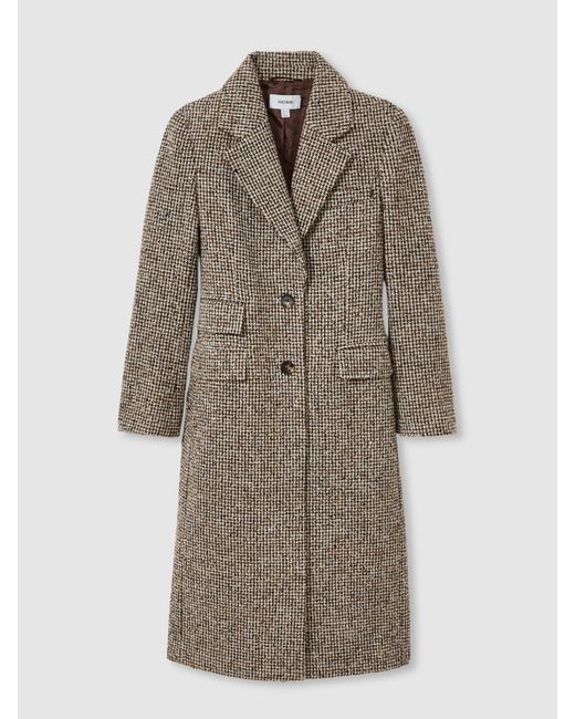 Reiss Brown Kai Coat Houndstooth Check