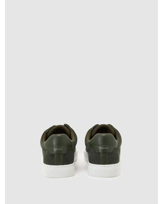 Reiss Emil - Pine Green Suede Slip-on Elasticated Trainers, Us 11 (uk 10) for men