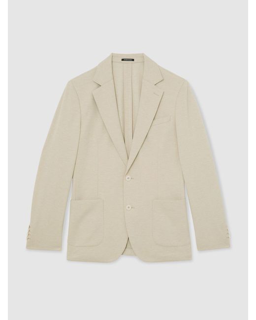 Reiss Natural Gerrard - Stone Tailored Fit Textured Jersey Single-breasted Suit Blazer, 38 for men