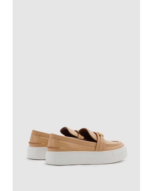 Reiss Natural Adelina - Neutral Leather Loafer Trainers