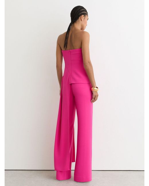 Reiss Pink Strapless Drape-Detail Structured Top