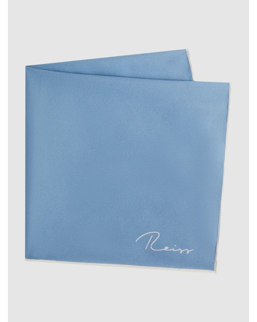 Reiss Ceremony - Soft Blue Silk Motif Pocket Square, One for men