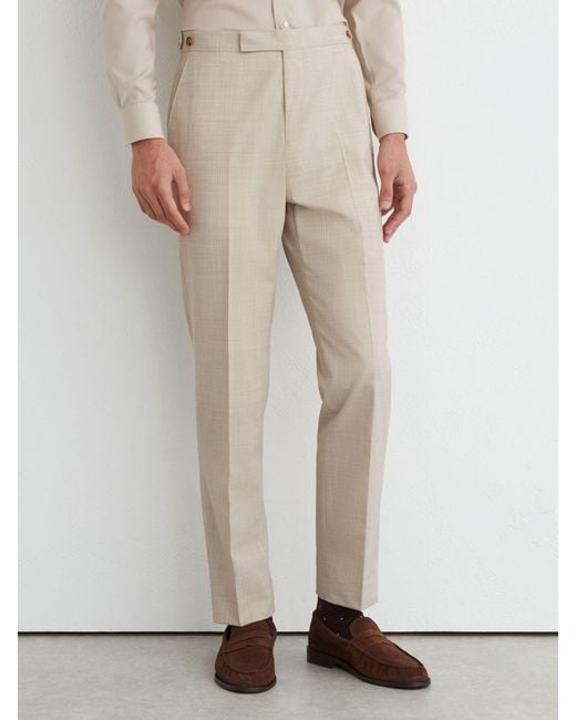 Reiss Natural Wool Pin-Check Classic-Fit Suit Trousers for men