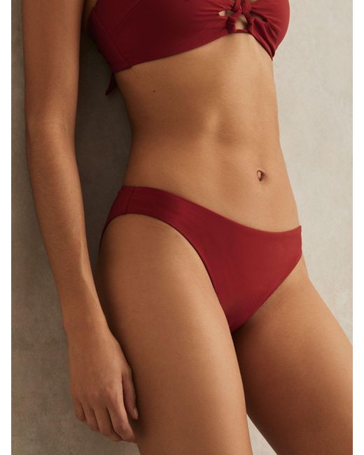 Reiss Red Fixed-Side Bikini Bottoms