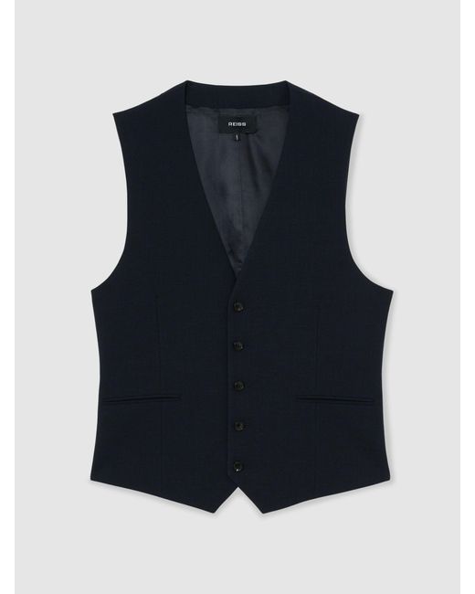 Reiss Blue Belmont - Navy Single-breasted Tailored Waistcoat, 44 for men