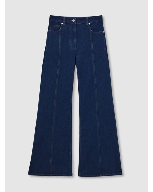 Reiss June - Blue Flared Seam-detail Jeans, 30 P