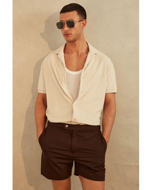 Reiss Natural Eden - Off White Towelling Cuban Collar Shirt, Xl for men