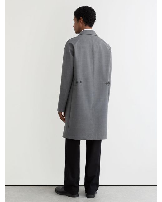 Reiss Gray Single-Breasted Raglan Raincoat With Wool for men