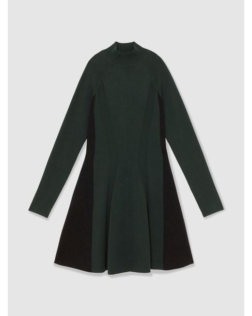 Reiss Women's Black Zadie Knitted Contrast-Panel Skater Dress