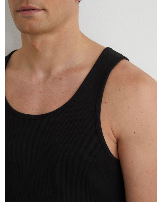 Reiss Black Stretch-Cotton Ribbed Vest for men