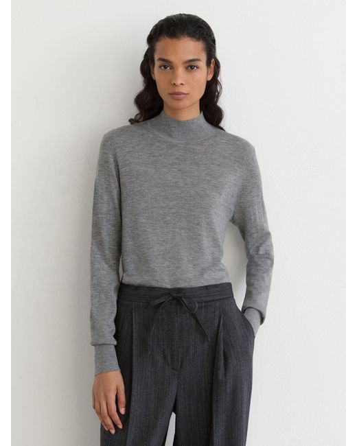 Reiss Gray Rina - Grey Ultra-soft Merino Wool High-neck Jumper, L (us 12-14)
