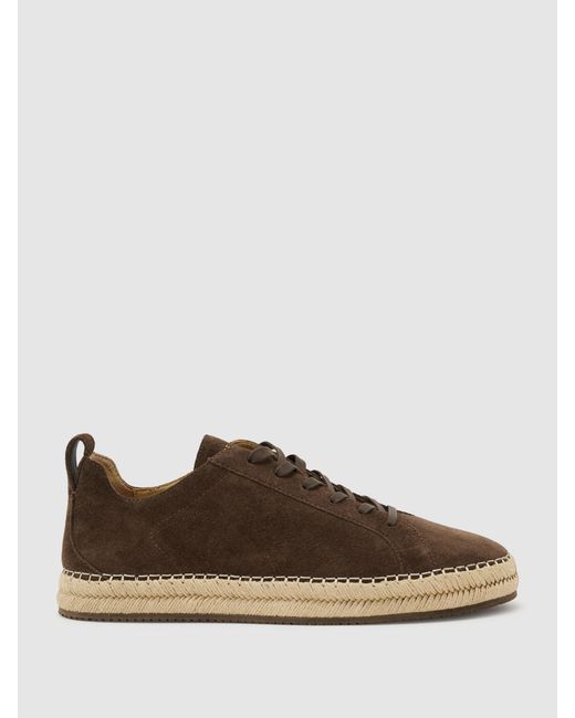 Reiss Gray Suede Espadrille Lace-Up Trainers for men