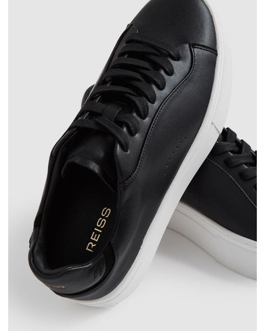 Reiss Black Francesca Leather Low-Top Trainers